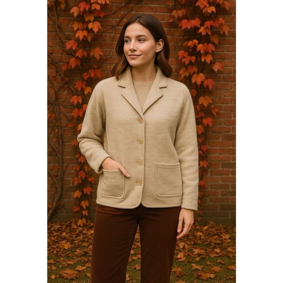 Jones NY 100% Wool Oatmeal Cardigan L - Picture 1 of 6
